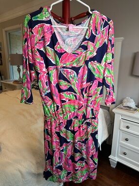 LILLY PULITZER Cara In The Vias Blouson Dolman Boat Neck Mini Dress Size S
